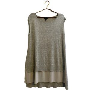 Eileen Fisher Women’s High Low tunic top size small gray Linen blend